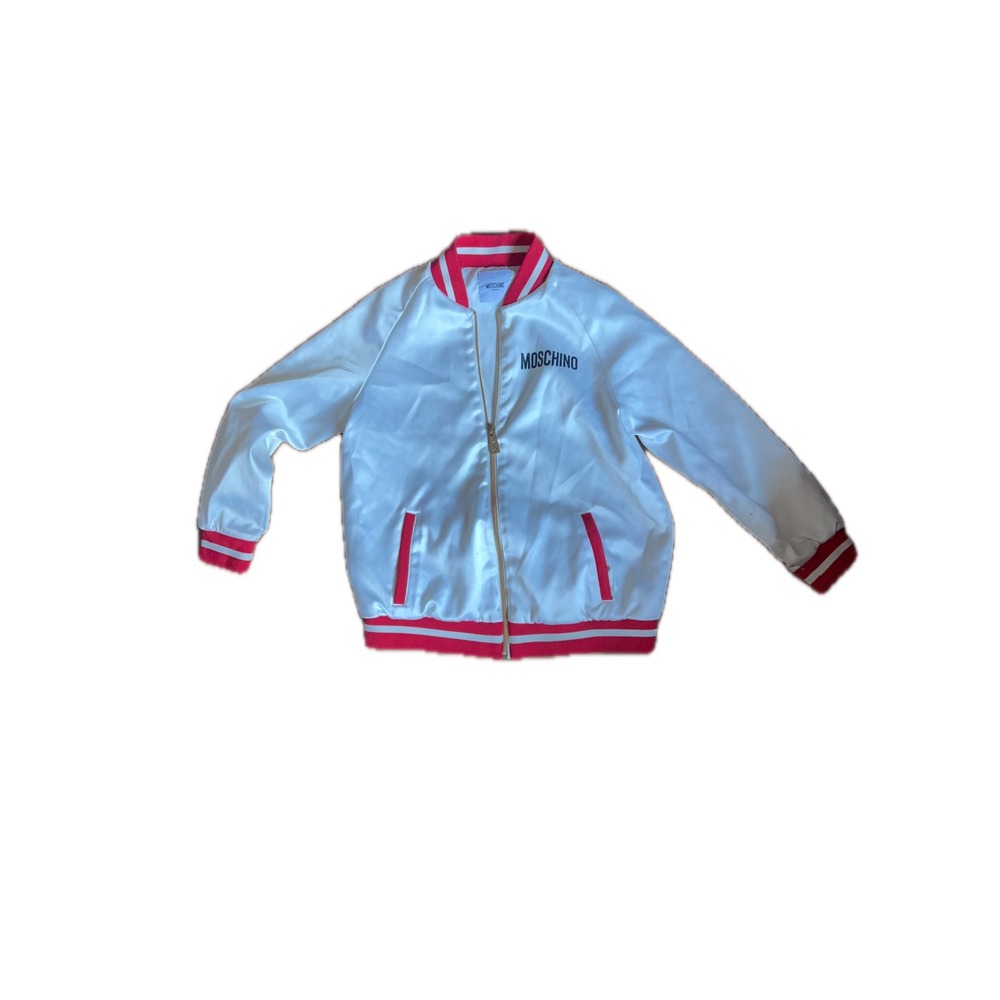 Teen Moschino Bomber Jacket Size XS White Good Teddy Bear Graphic - Picture 2 of 7